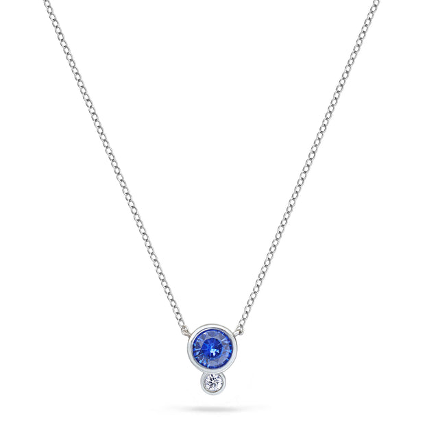 18Kt White Gold Radiant Cut Blue Sapphire Diamond Necklace – Chris Correia